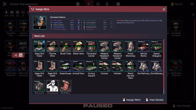The Assign Work panel shows one citizen's work speeds and colony jobs, including Breeding.